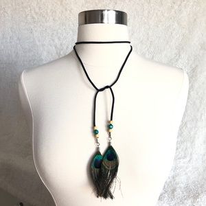Boho Chic Peacock Feather Necklace